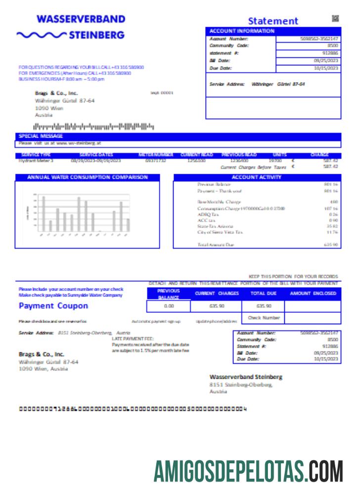 Wasserverband Steinberg Water Utility Business Bill SCR amostra